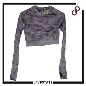 Gymshark Women's Adapt Camo Seamless Long‎ Sleeve Crop Top Purple Size Large